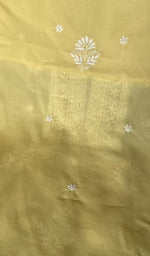 Stitch detail on the lemon yellow cotton kurta