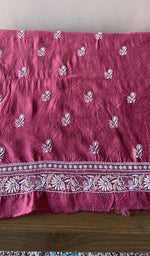 Hand embroidery on magenta munga silk