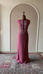 Magenta munga silk kurta fabric on the mannequin