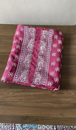 Folded magenta munga silk kurta fabric, second view