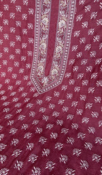 Stitch detail on the magenta munga silk kurta
