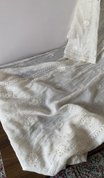 Gala and front placket, fine chikankari