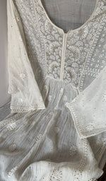 Fine chikankari across the body of the kurti piece