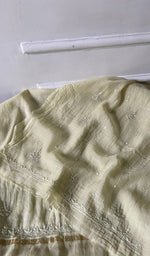 Load image into Gallery viewer, border and hem work on pale yellow pure mul chanderi