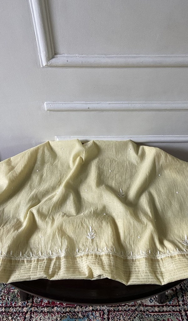 ivory pure mul chanderi, full piece laid out