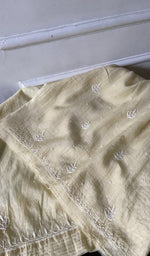 Load image into Gallery viewer, border and hem work on ivory pure mul chanderi