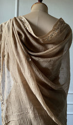 Load image into Gallery viewer, bronze pure mul chanderi saree, full drape