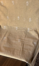 Hand embroidery on beige tissue chanderi