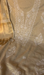 Chikankari worked by hand on tissue chanderi