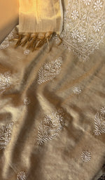 Close view of the beige kurta fabric