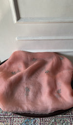 Load image into Gallery viewer, peach pure organza silk, full piece laid out