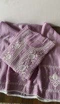 Joud — Lilac Pure Mul Chanderi Chikankari 2 Pc Semi-Stitched Suit Set