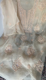 Dupatta laid over the kurta, pure organza silk