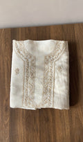 Lujain — Cream Pure Eri Silk Chikankari 1 Pc Unstitched Kurta Fabric