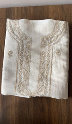 Folded cream eri silk kurta fabric, second view