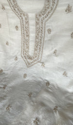 Stitch detail on the cream eri silk kurta