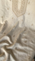 Do taar chikankari on the ivory eri silk