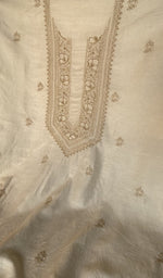 Stitch detail on the ivory eri silk kurta