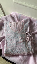 Haya p — Purple Pure Mul Chanderi Chikankari 3 Pc Semi-Stitched Angarkha Suit Set