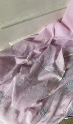 Gala and front placket, angarkha style with fine do taar and teen taar chikankari
