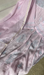 Angarkha style with fine do taar and teen taar chikankari across the body of the kurta piece