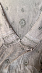 Hand embroidery on grey mul chanderi