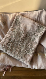 Folded grey mul chanderi kurta, second view