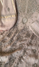 Close view of the grey kurta fabric