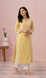 Yellow kurti full length, slight turn