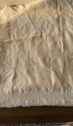Hand embroidery on beige munga silk