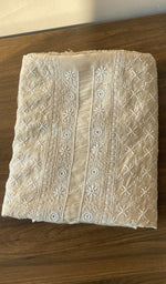 Folded beige munga silk kurta fabric, second view