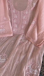 Chikankari worked by hand on mul chanderi