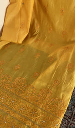 Chikankari worked by hand on chanderi silk