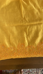 Folded mustard chanderi silk kurta, second view