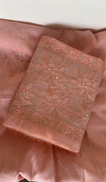 Folded peach chanderi silk kurta, second view
