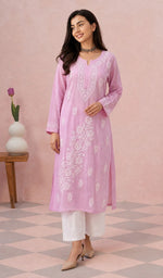 Pink kurti full length, slight turn