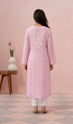 Pink kurti back view on the model