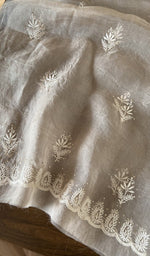 Hand embroidery on peach organza silk