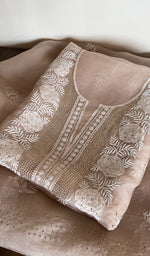 Folded peach organza silk kurta, second view
