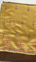 Hand embroidery on mustard mul chanderi