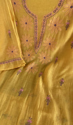Chikankari worked by hand on mul chanderi