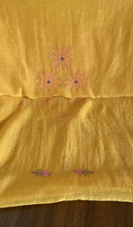 Close view of the mustard kurta fabric
