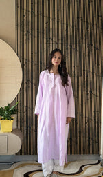 Lilac cotton kurti on the model