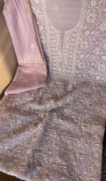 Lilac mul chanderi laid out flat