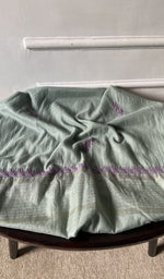 bottom laid out, green pure mul chanderi