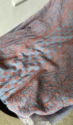 Gala and front placket, fine do taar and teen taar jaaldar chikankari with zari haat