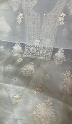 Hand embroidery on ivory organza silk
