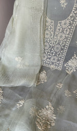 Chikankari worked by hand on organza silk