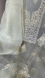 Close view of the ivory kurta fabric