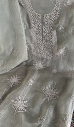 Chikankari worked by hand on organza silk